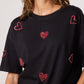 Sue Diamanté Love Heart T Shirt Black