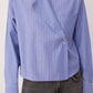 Faye Jacket Collar Woven Stripe Shirt Blue