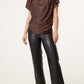 Ruby Asymmetrical Draped Cowl Neck Top Bronze