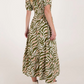 Leona Green & Pink Animal Print Midi Dress