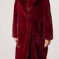 Rachel Faux Fur Double Breasted Coat Burgundy