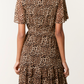 Mandy Leopard Print Dress Brown
