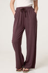 Anna Linen Blend Pinstripe Trousers Chocolate Brown