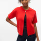 Gold Short Sleeve One Button Cardigan Red