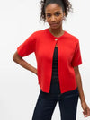 Gold Short Sleeve One Button Cardigan Red