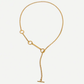 Triple Ring T Bar Lariant Gold Necklace
