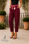 Belle Trousers with Scarf Belt Burgundy
