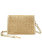 Straw Flap Over Crossbody Bag Gold
