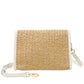 Straw Flap Over Crossbody Bag Gold