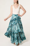 Megan Wrap Leopard Print Skirt Turquoise