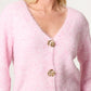 Sarah Gold Shell Button Cardigan Pink