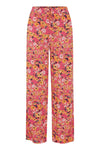 Vera Wide Leg Trousers Carmine Flower Aop