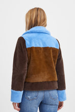 Load image into Gallery viewer, Calino Short Colour Block Faux Fur Jacket Chicory Coffee