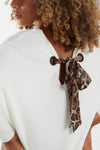 Josie Leopard Bow Back Jumper White