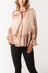 Petra Pearl Pussybow Blouse Camel