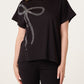 Trudy Diamanté Bow Black T Shirt