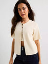 Gold Short Sleeve One Button Cardigan Birch