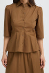 Issali Peplum Shirt Sepia
