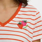 Khloe V Neck Off White Strawberry T Shirt