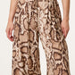 Snake Print Wide Leg Trousers Brown