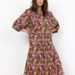 Marica AOP Pink & Brown Dress