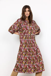 Marica AOP Pink & Brown Dress