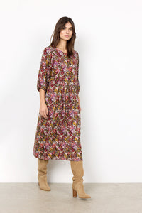 Marica AOP Pink & Brown Dress