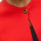 Gold Short Sleeve One Button Cardigan Red