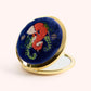 Powder Compact Mirror Embroidered Elegant Fox
