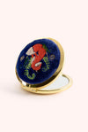 Powder Compact Mirror Embroidered Elegant Fox