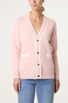 Luna Heart Button Cardigan Pink