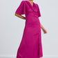 Pippa fuchsia Angel Sleeve Dress