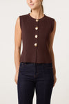 Tina Knitted Vest Top Brown