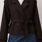 Wren Crop Blazer Jacket Dark Brown