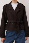 Wren Crop Blazer Jacket Dark Brown