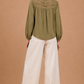 Olive Cutwork Detailed Shirt