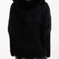 Ellie Hooded Cardigan Faux Fur Trim Hood Black