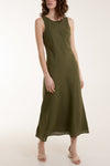 Lisa Linen Maxi Dress Khaki Green