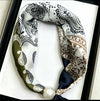 Satin Neck Scarf with Pearl Magnetic Closure PERLE-85 Green