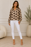 Tina PolkaDot Blouse Beige