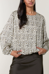 Cath Animal Print Bubble Top Khaki Green
