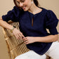 Navy Embroidered Top