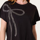 Trudy Diamanté Bow Black T Shirt