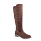 Jilly Faux Suede Knee High Boots Brown