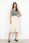 Erna 22 Cream Denim Midi Skirt