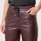 Evie Faux Leather Wide Leg Trousers Chocolate