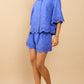 Avira Blue Embroidered Shorts