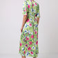 Angela Midi Dress Green and Pink
