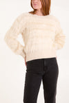 Molly Sparkle and Fluffy Crew Neck Jumper Stone