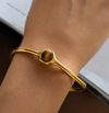 Oval Gemstone Cuff Bracelet Tigers Eye